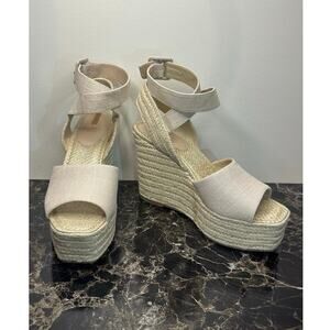 Sam Edelman Vada Natural Linen Espadrille Wedge Sandal - US Size 8